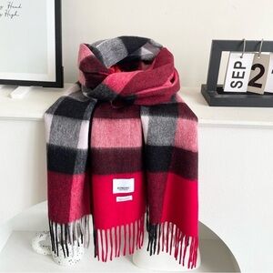 Burberry Red and Black Checkered Scarf